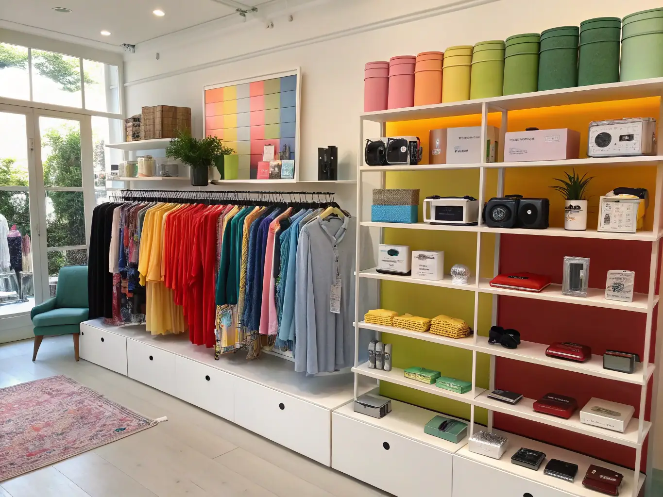 An array of consumer goods displayed in a retail setting, showcasing Axum Group Ltd's involvement in the wholesale trade of consumer goods.