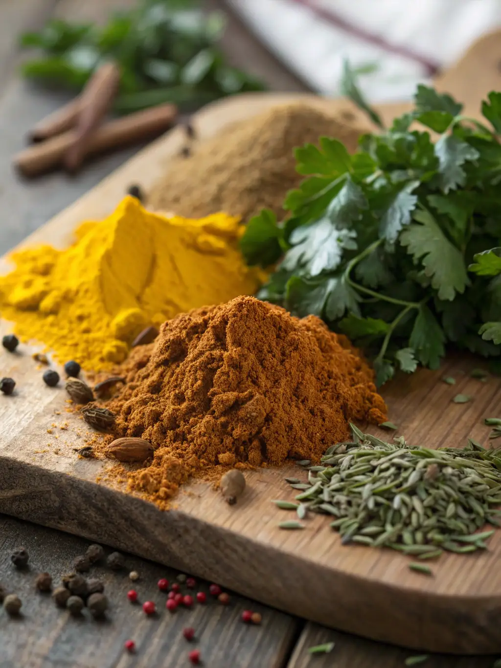 A vibrant photograph showcasing a variety of colorful spices in burlap sacks, arranged artfully to highlight their textures and aromas, representing Axum Group Ltd's wholesale trade in spices.